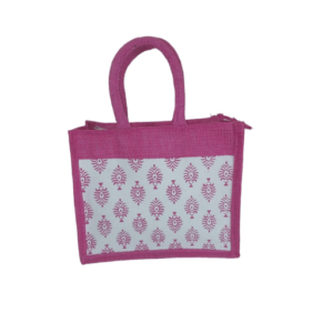 PB13 - Printed Pink Jute Bag
