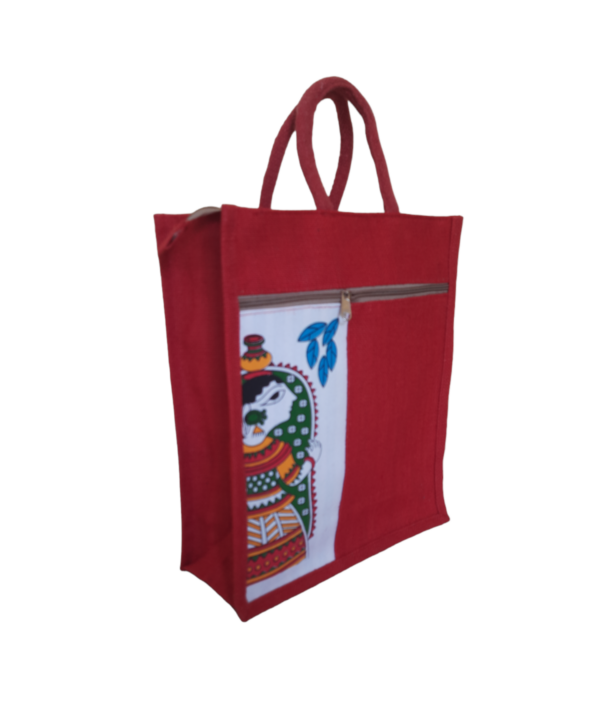 PB24 - Durga Printed Jute Lunch Bag - Image 2
