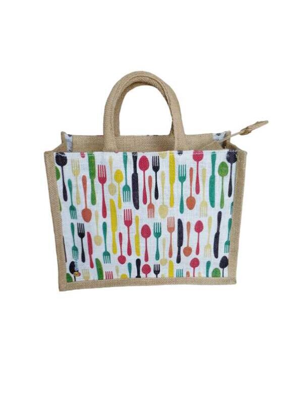 PB25-3D Spoon Printed Jute Lunch bag - Image 4