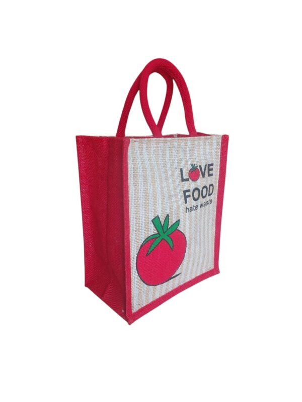 PB45 - Love Food Jute Lunch Bag (Red)