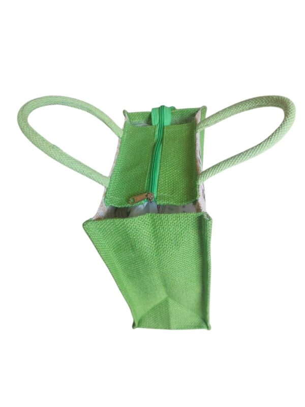 PB46 - Love Food Jute Lunch Bag (Green) - Image 3
