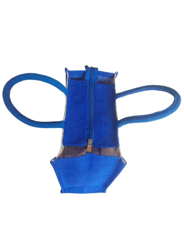PB47 - Love Food Jute Lunch Bag (Blue) - Image 2