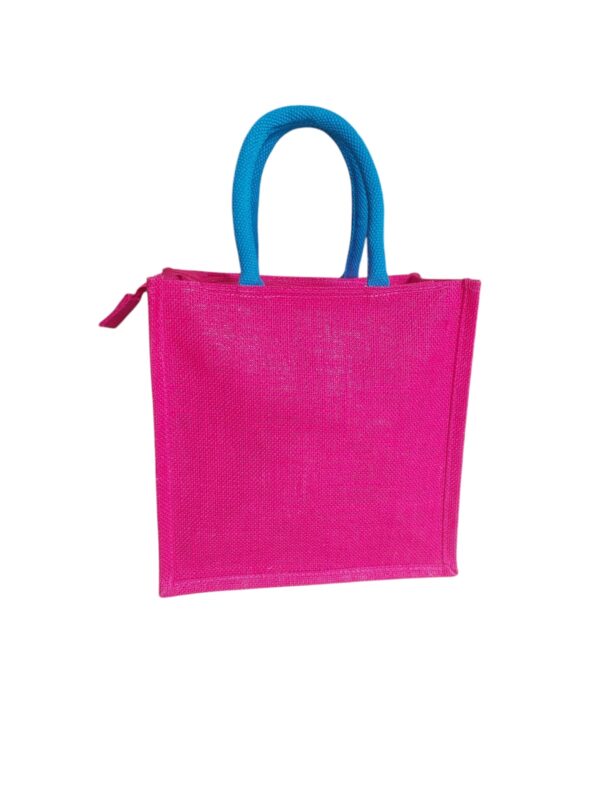 PB54 - Tribal Printed Jute Lunch Bag (Dark Pink) - Image 4