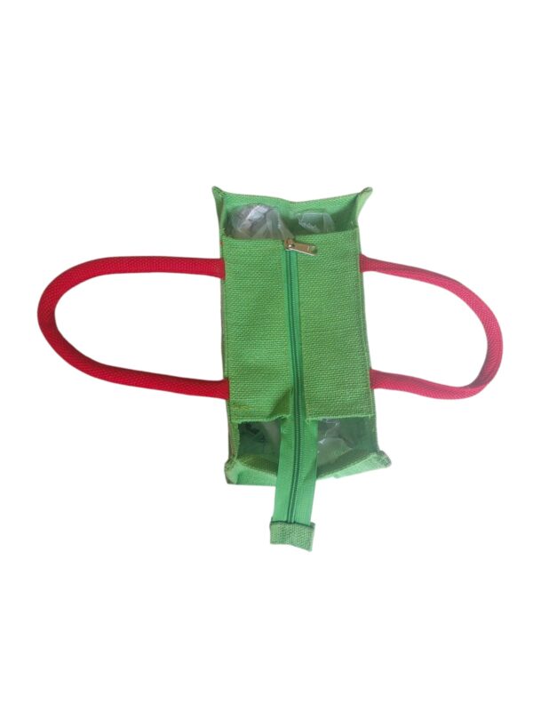 PB55 - Tribal Printed Jute Lunch Bag (Green) - Image 3