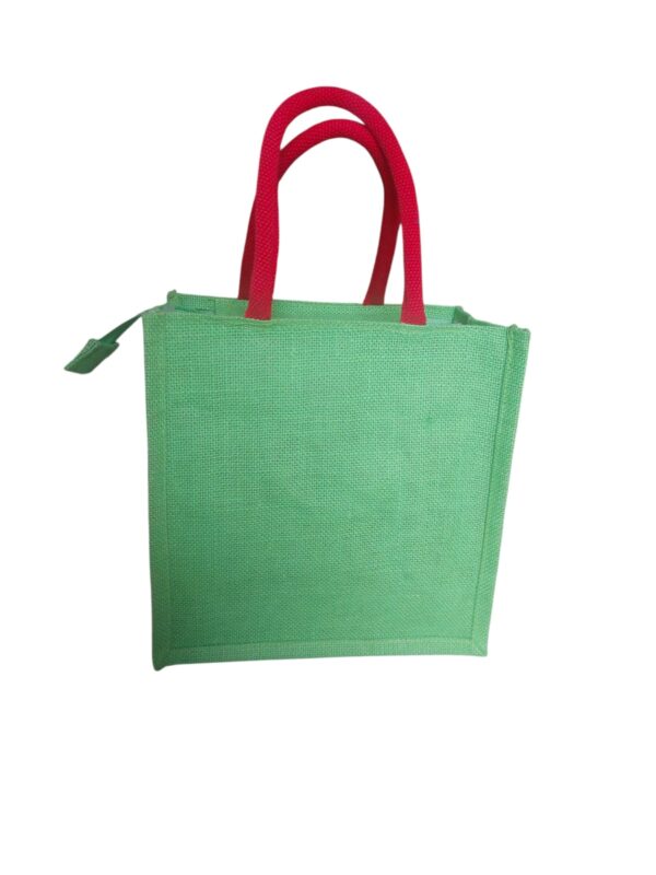 PB55 - Tribal Printed Jute Lunch Bag (Green) - Image 4