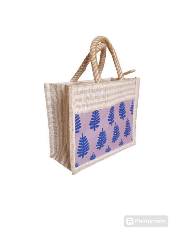 PB32 - Printed Cotton and Blue color jute - Image 2