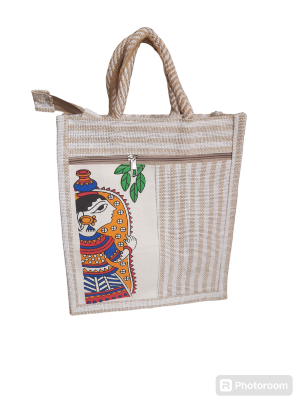 PB37 - Durga Printed Jute Lunch Bag