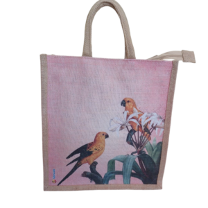 PB34-3D Yoga Printed Jute Lunch bag