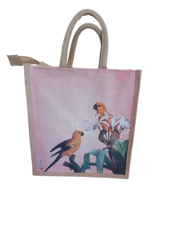 PB34-3D Yoga Printed Jute Lunch bag - Image 3
