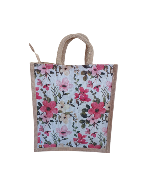 PB36-3D Flower Printed Jute Lunch