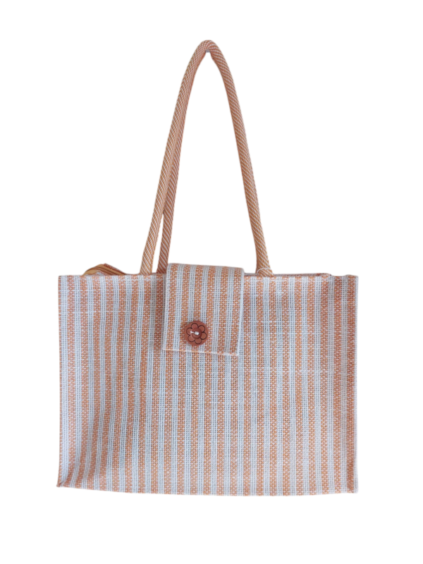 PB60-Jute & Cotton Hand bag with money pocket inside (Yellow)