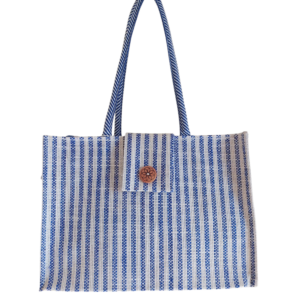 PB62-Jute & Cotton Hand bag with money pocket inside (Blue)