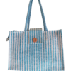 PB64-Jute & Cotton Hand bag with money pocket inside (sky blue)