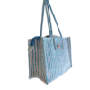 PB64-Jute & Cotton Hand bag with money pocket inside (sky blue) - Image 2