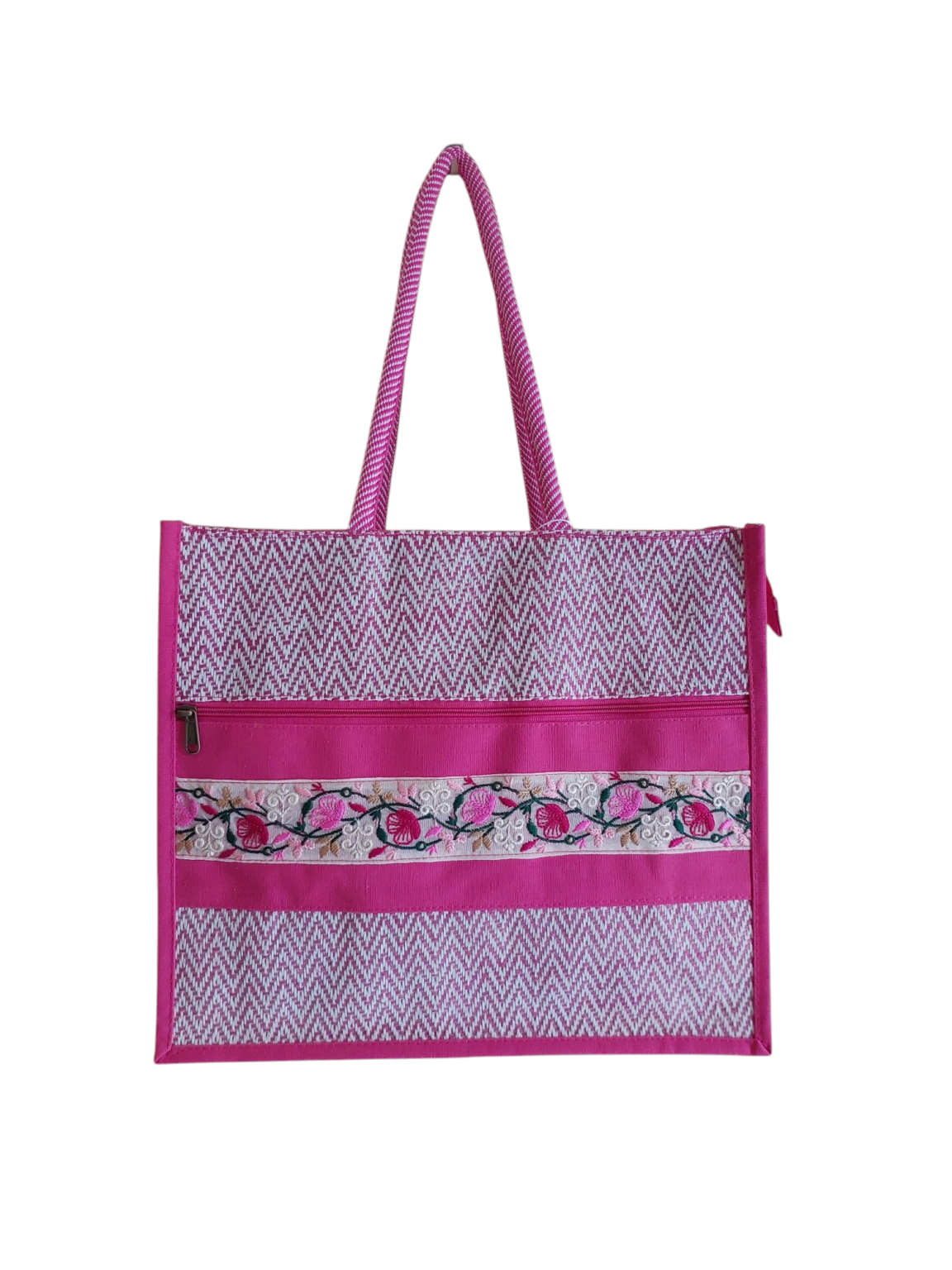 PB68-Printed Shopping Jute Bag (Pink)