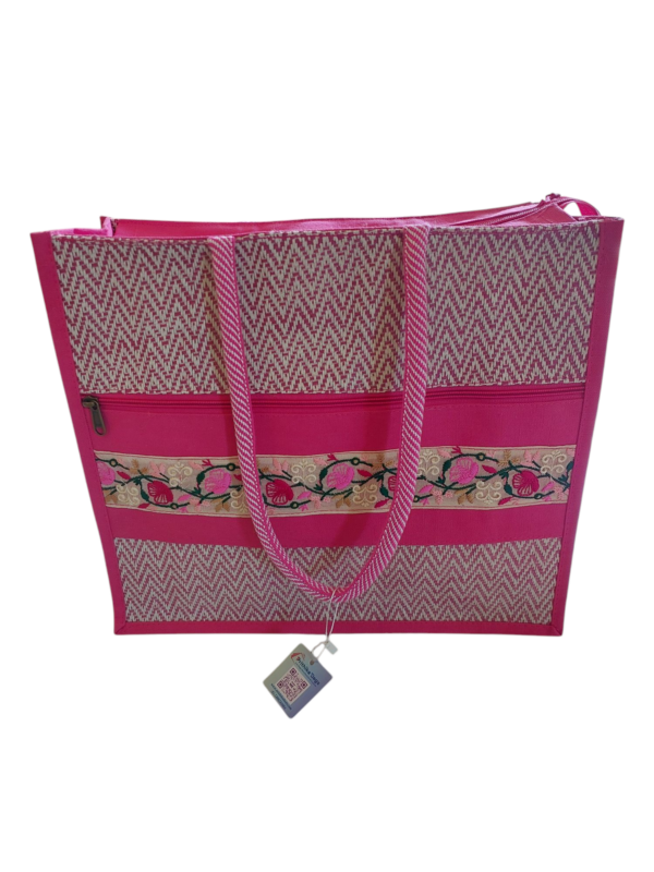 PB68-Printed Shopping Jute Bag (Pink) - Image 3