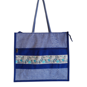 PB66 -Printed Shopping Jute Bag (Blue)