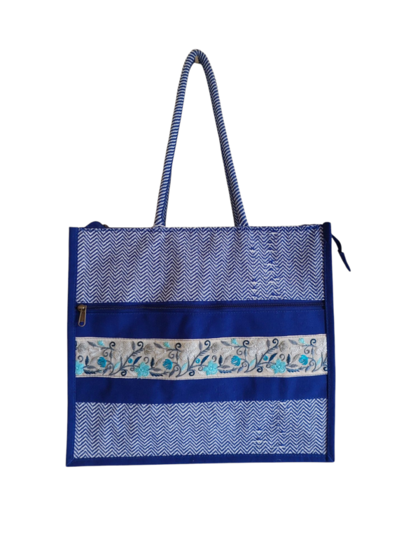 PB66 -Printed Shopping Jute Bag (Blue)