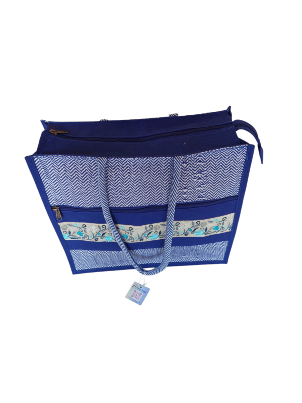 PB66 -Printed Shopping Jute Bag (Blue) - Image 3