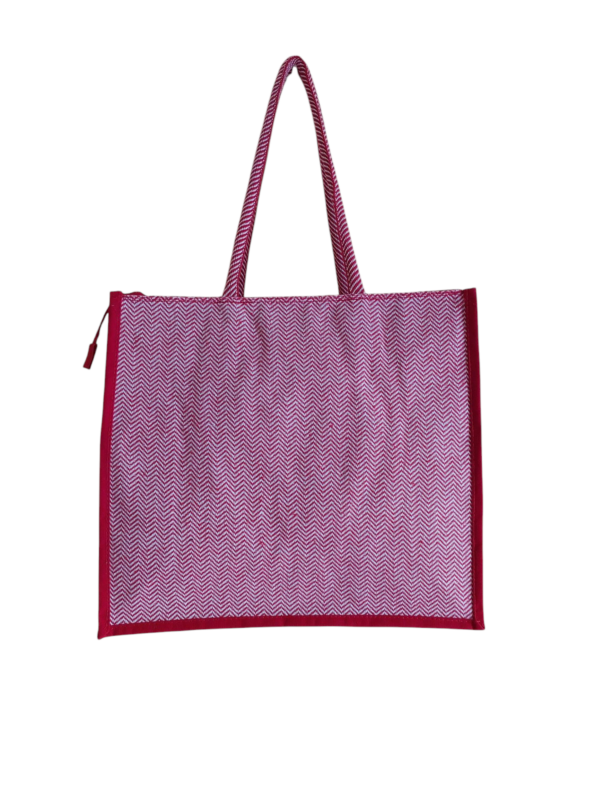 PB65 -Printed Shopping Jute Bag (Red) - Image 3