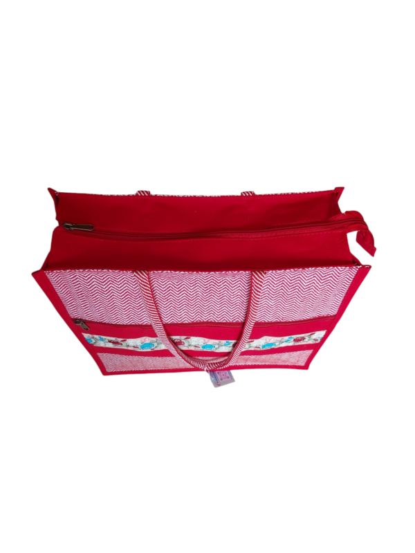 PB65 -Printed Shopping Jute Bag (Red) - Image 4