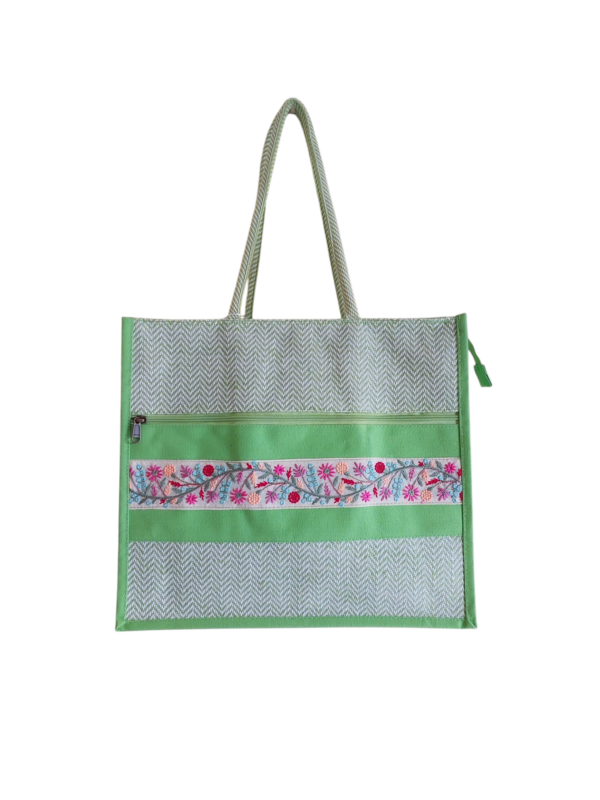 PB67-Printed Shopping Jute Bag (Green)