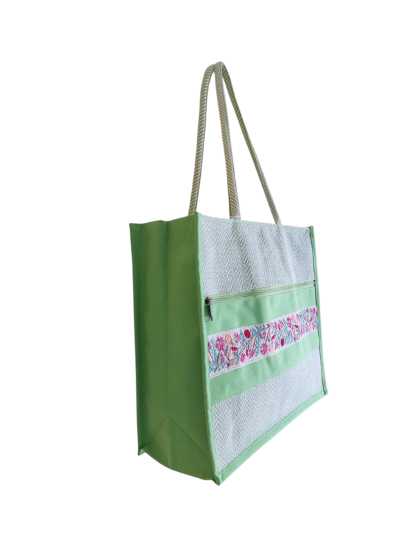 PB67-Printed Shopping Jute Bag (Green) - Image 2