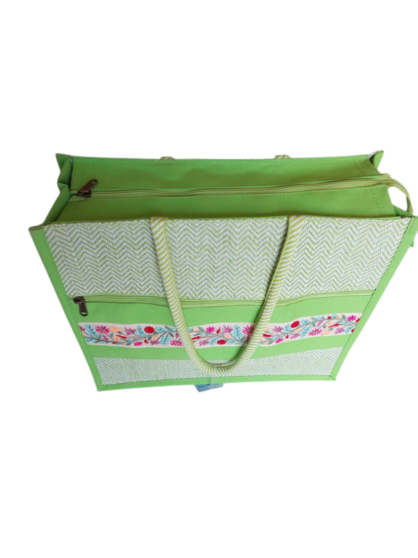PB67-Printed Shopping Jute Bag (Green) - Image 4