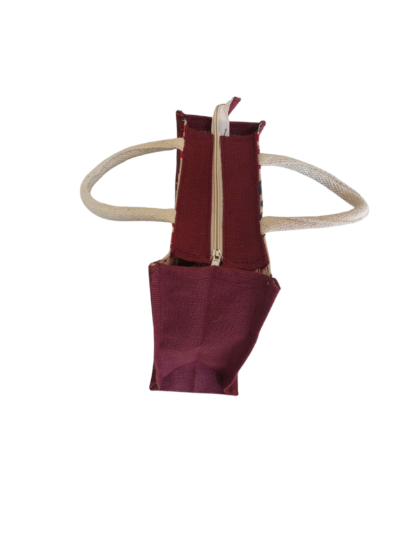 PB70 -Printed Jute Lunch Bag - Image 3
