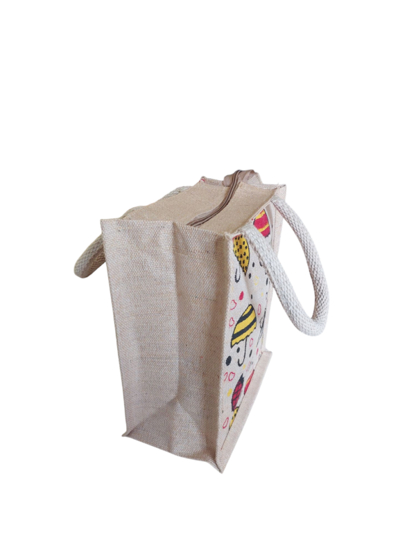 PB71 -Printed Jute Lunch Bag - Image 2